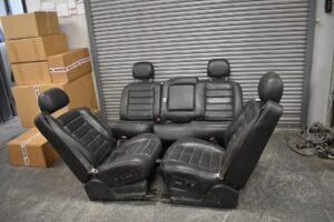 DMG 2005-2007 Hummer H2 1st & 2nd Row Black Leather Seats Ebony-481 OEM